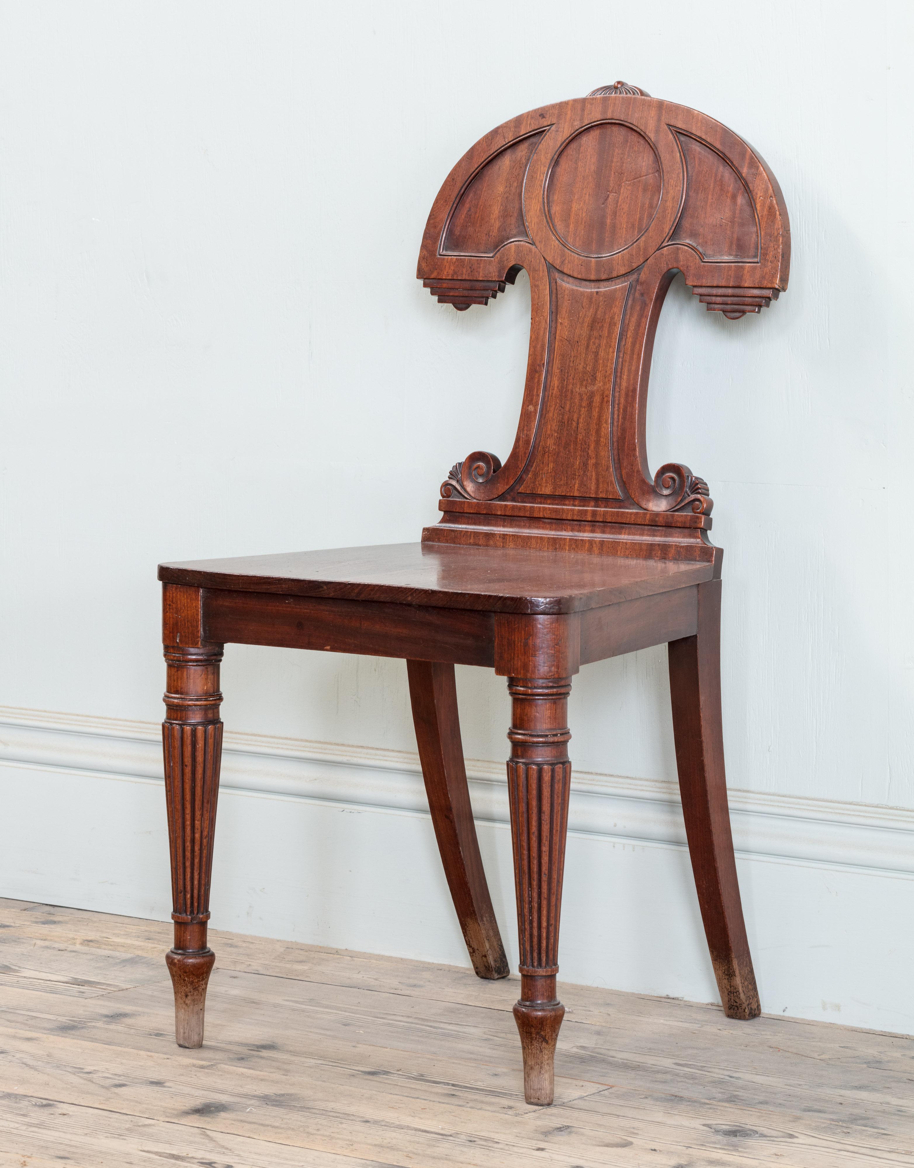 William IV Pair of Early 19th Century Mahogany Hall Chairs