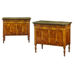 A Pair of Early 19th Century Neoclassical Italian Walnut Commodes