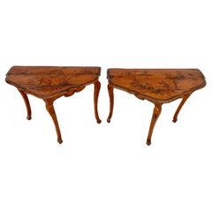 Pair of Early 19th Century Painted Chinoiserie Console Tables