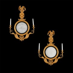 A Pair of Early 19th Century Regency Convex Girandole Mirrors