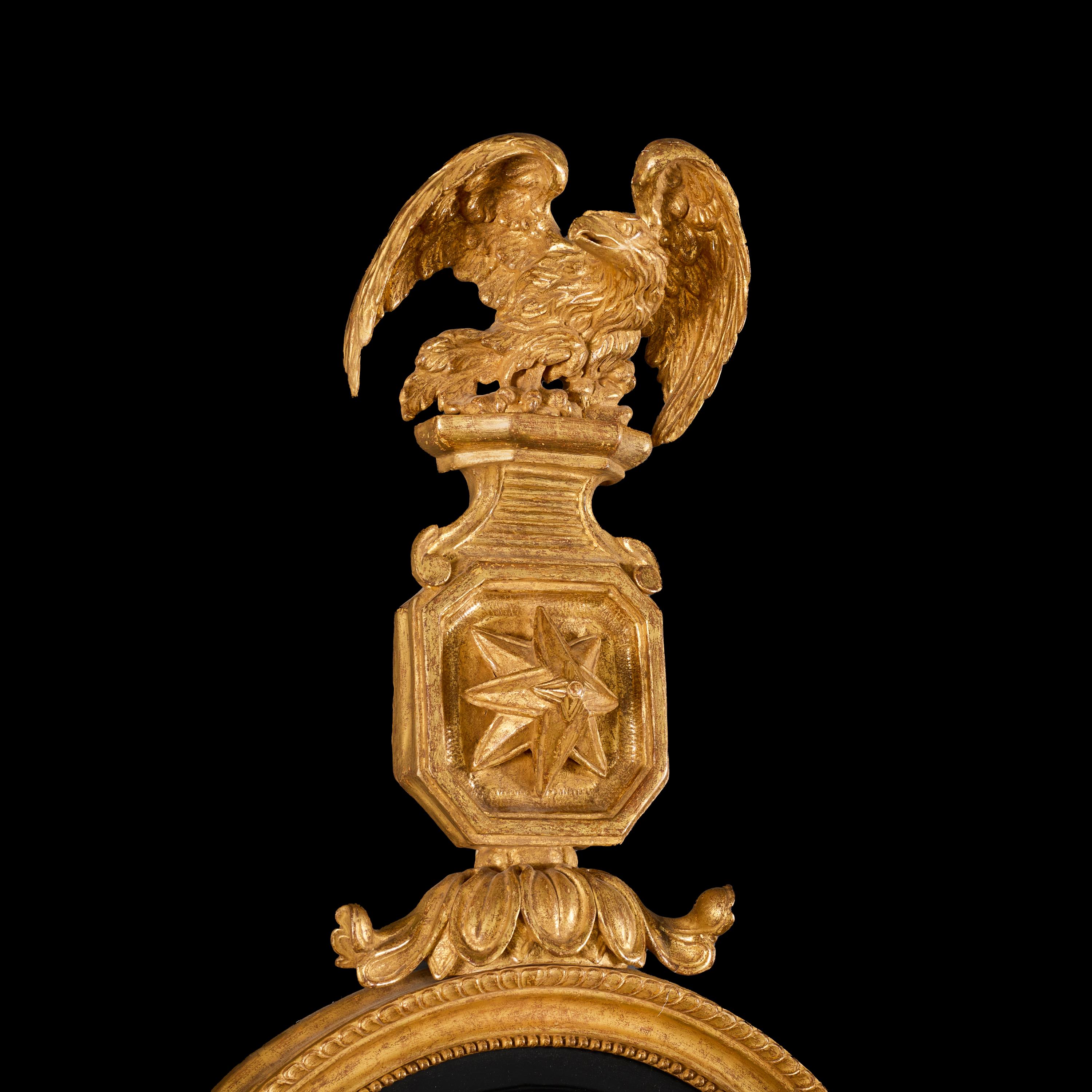 XIX secolo Coppia di specchi Girandole convessi Regency del primo Ottocento in vendita