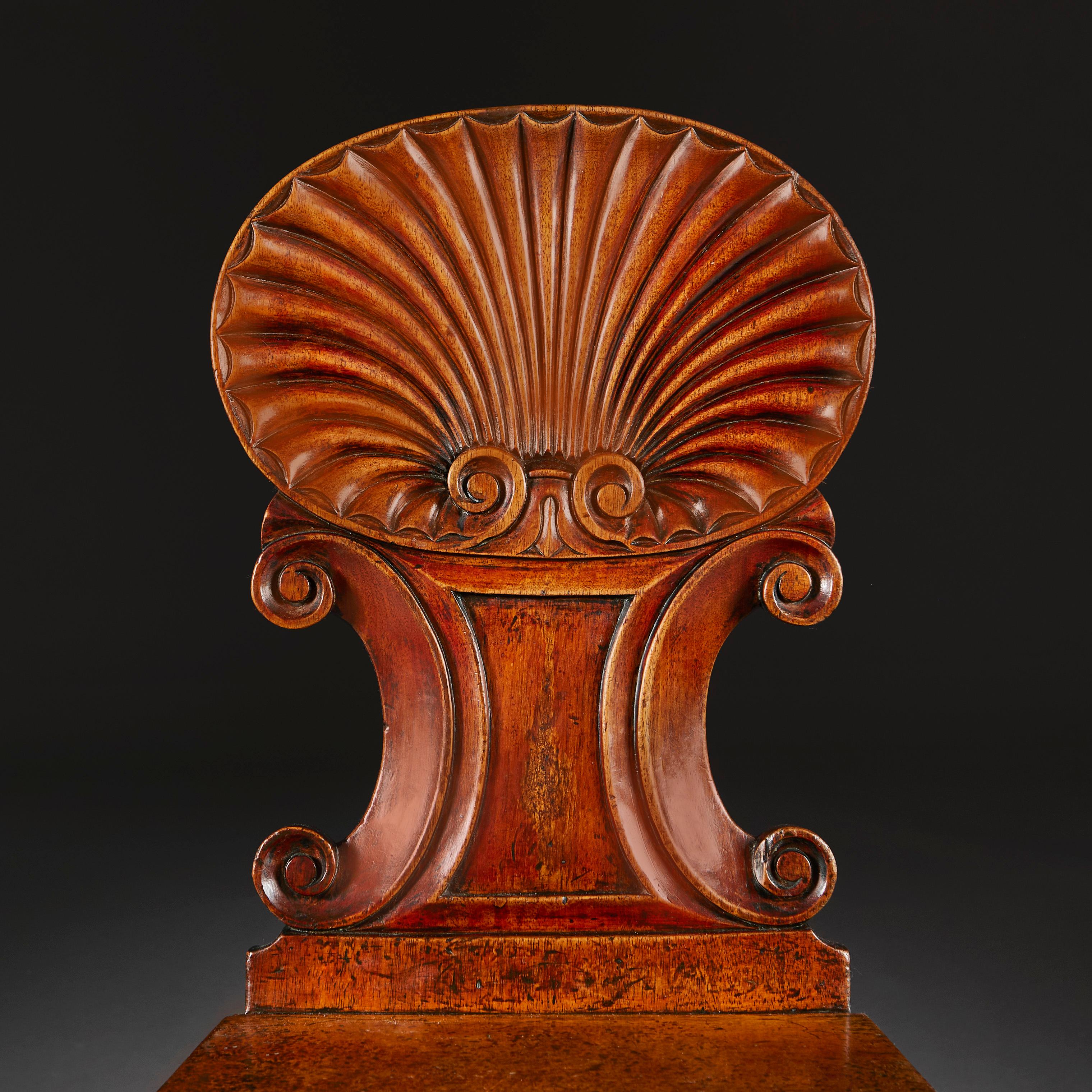 Scallop Shell Chair A Pair of Early 19th Century Scallop Hall Chairs For Sale at 1stDibs