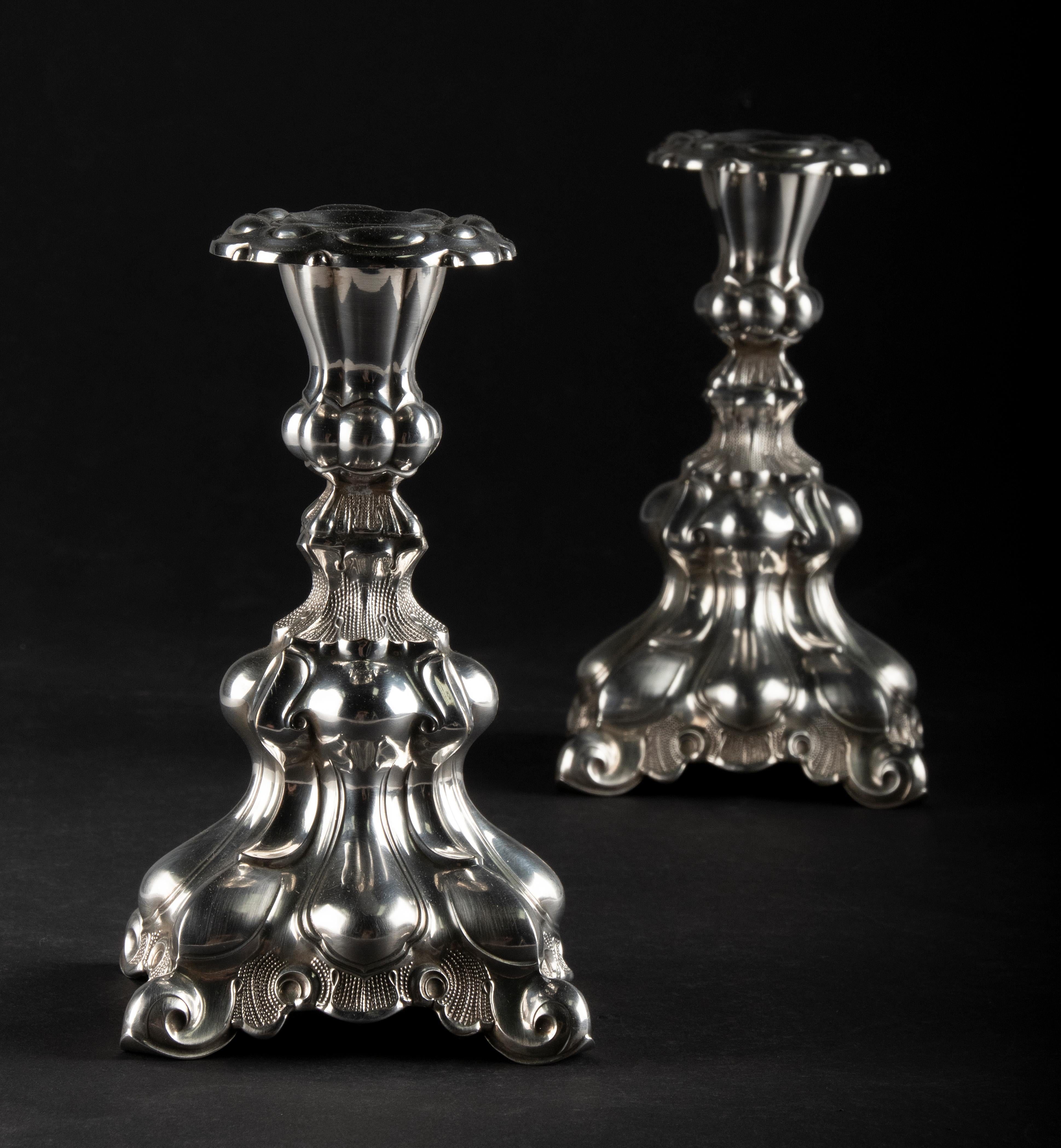 Danish A Pair of Early 20th Century Silver Candlesticks marked Denmark For Sale