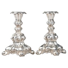 A Pair of Early 20th Century Silver Candlesticks marked Denmark