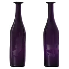 Antique A Pair of Early 20th Century Amethyst Purple Glass Water Carafes