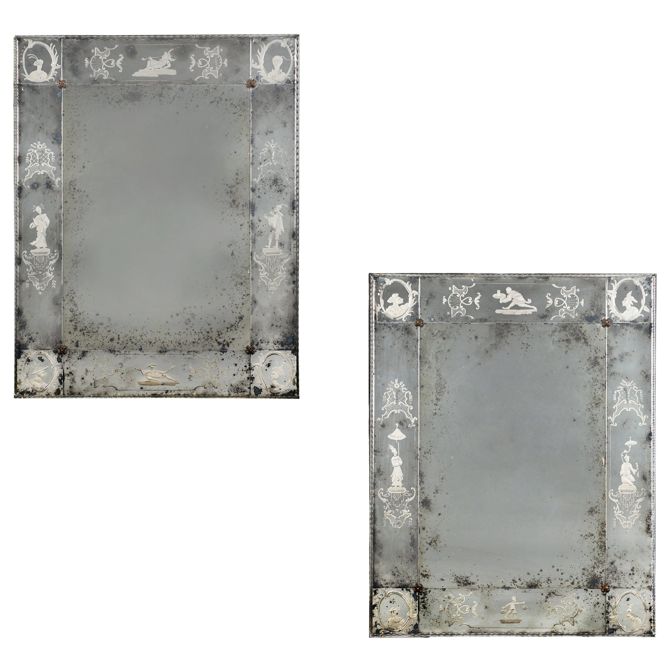 A Pair of Early 20th Century Art Deco Murano Glass Mirrors For Sale