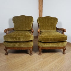 A Pair of Early 20th Century Bergere Lounge Chairs