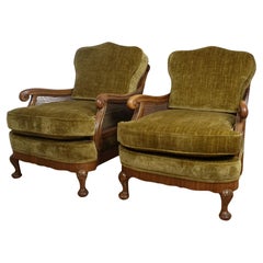 A Pair of Early 20th Century Bergere Lounge Chairs