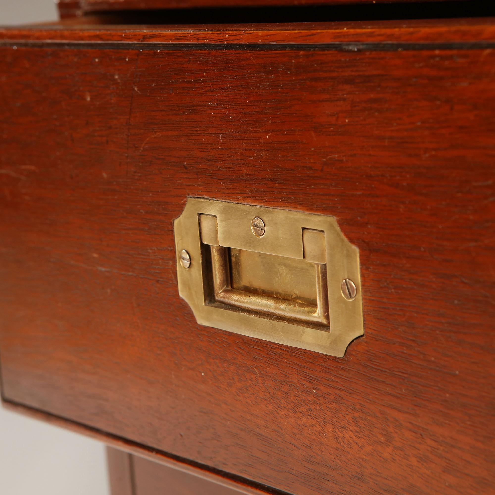 Brass Pair of Early 20th Century Campaign Bedside Tables or Chests in Mahogany