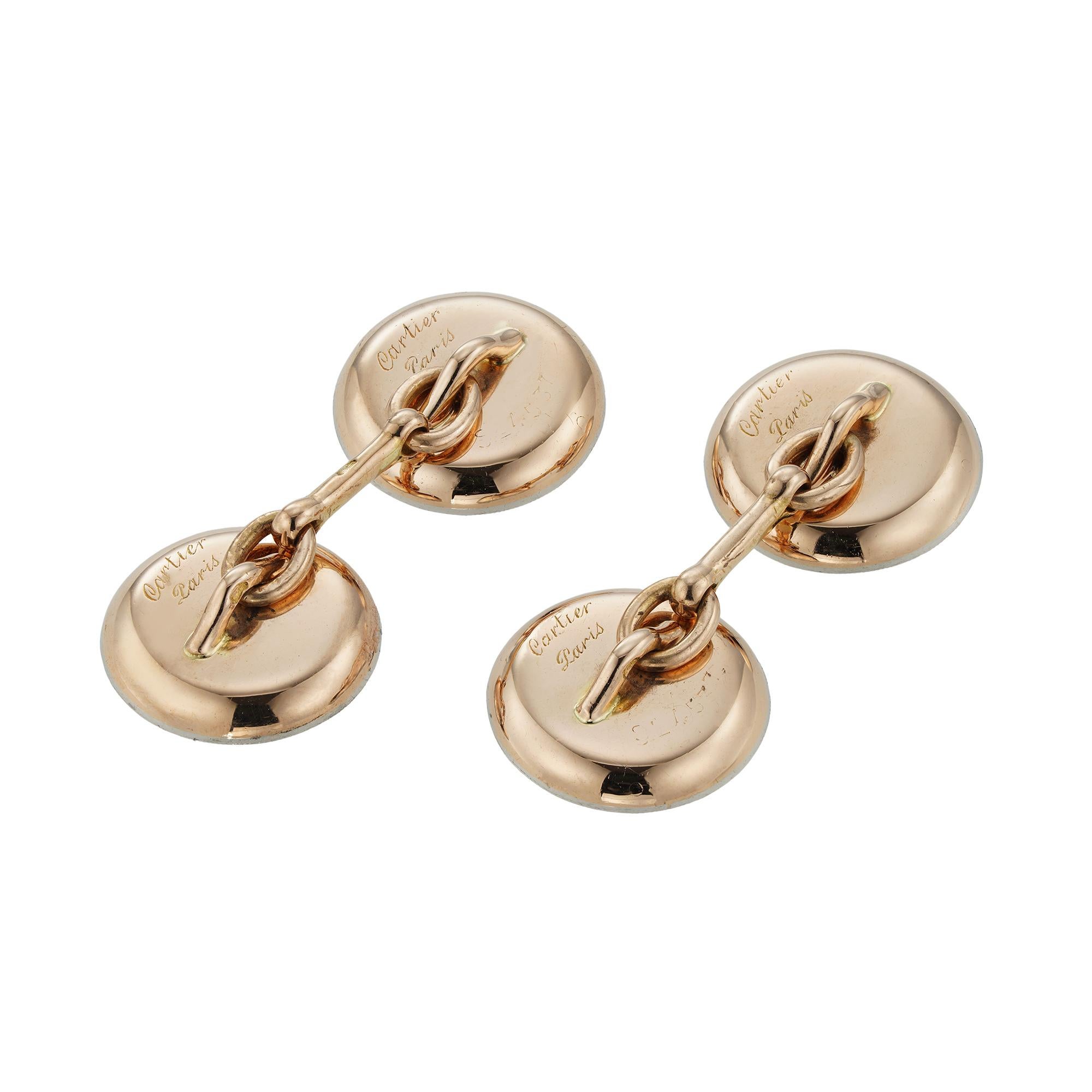 Un par de gemelos Cartier de principios del siglo XX Corte rosa en venta