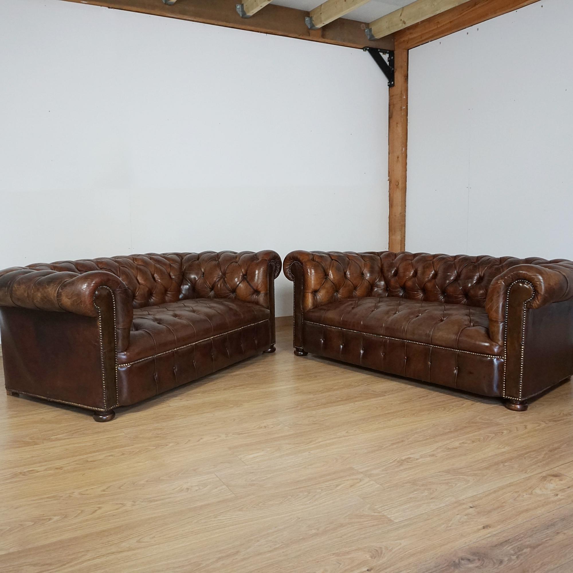 A Pair of Early 20th Century Chesterfield Sofa's For Sale 6
