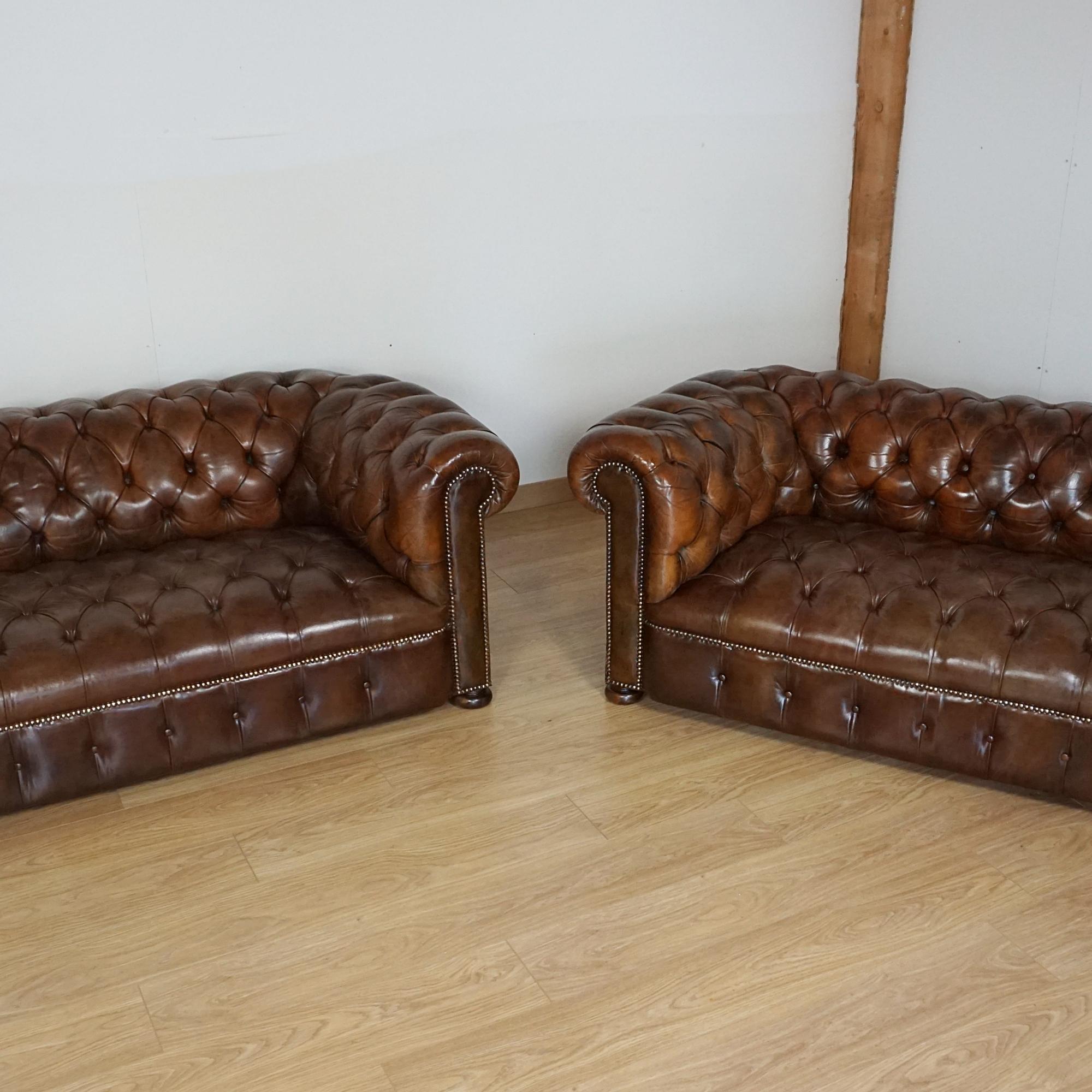 English A Pair of Early 20th Century Chesterfield Sofa's For Sale