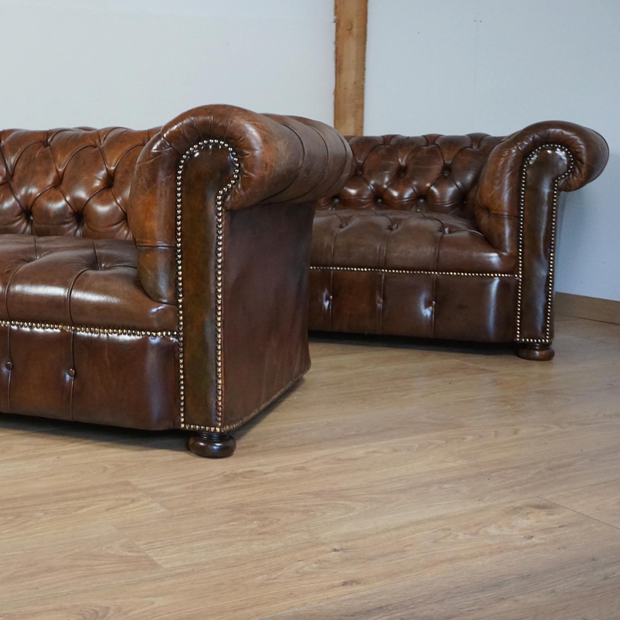 Leather A Pair of Early 20th Century Chesterfield Sofa's For Sale