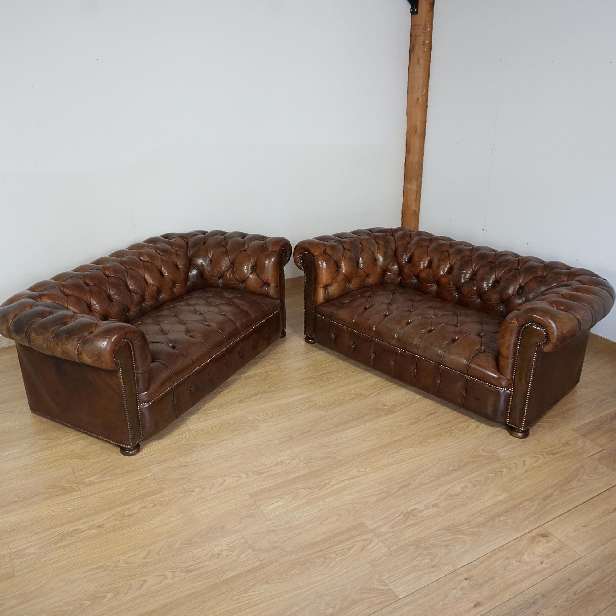 A Pair of Early 20th Century Chesterfield Sofa's For Sale 2