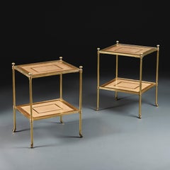 Pair of Early 20th Century Craquelure Two Tier Tables