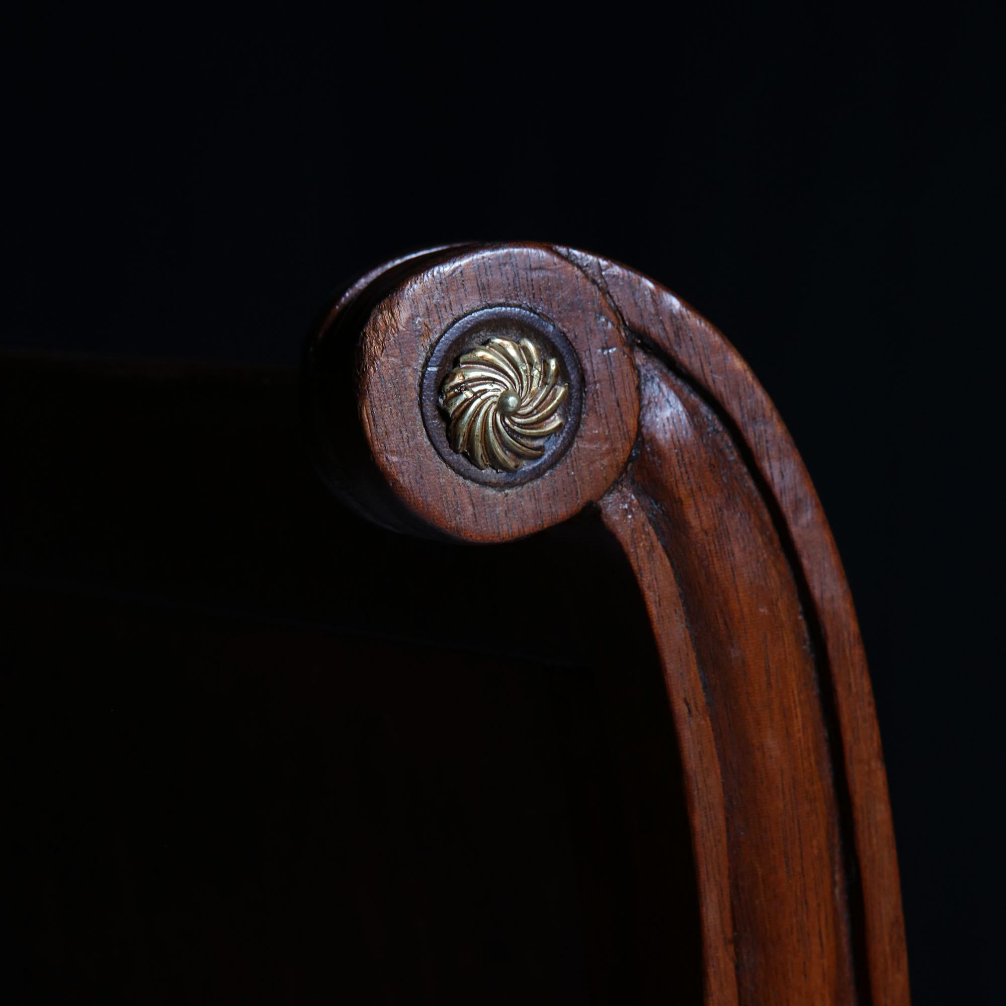 Pair of Early 20th Century Edwardian Mahogany and Leather Library Armchairs 6