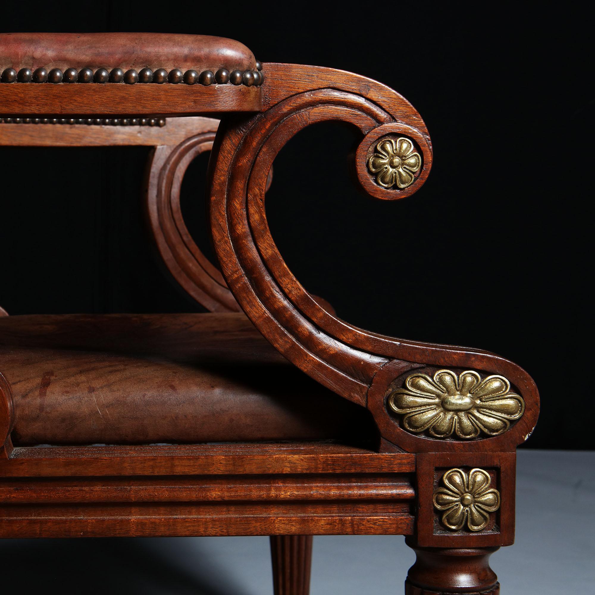 Pair of Early 20th Century Edwardian Mahogany and Leather Library Armchairs 5