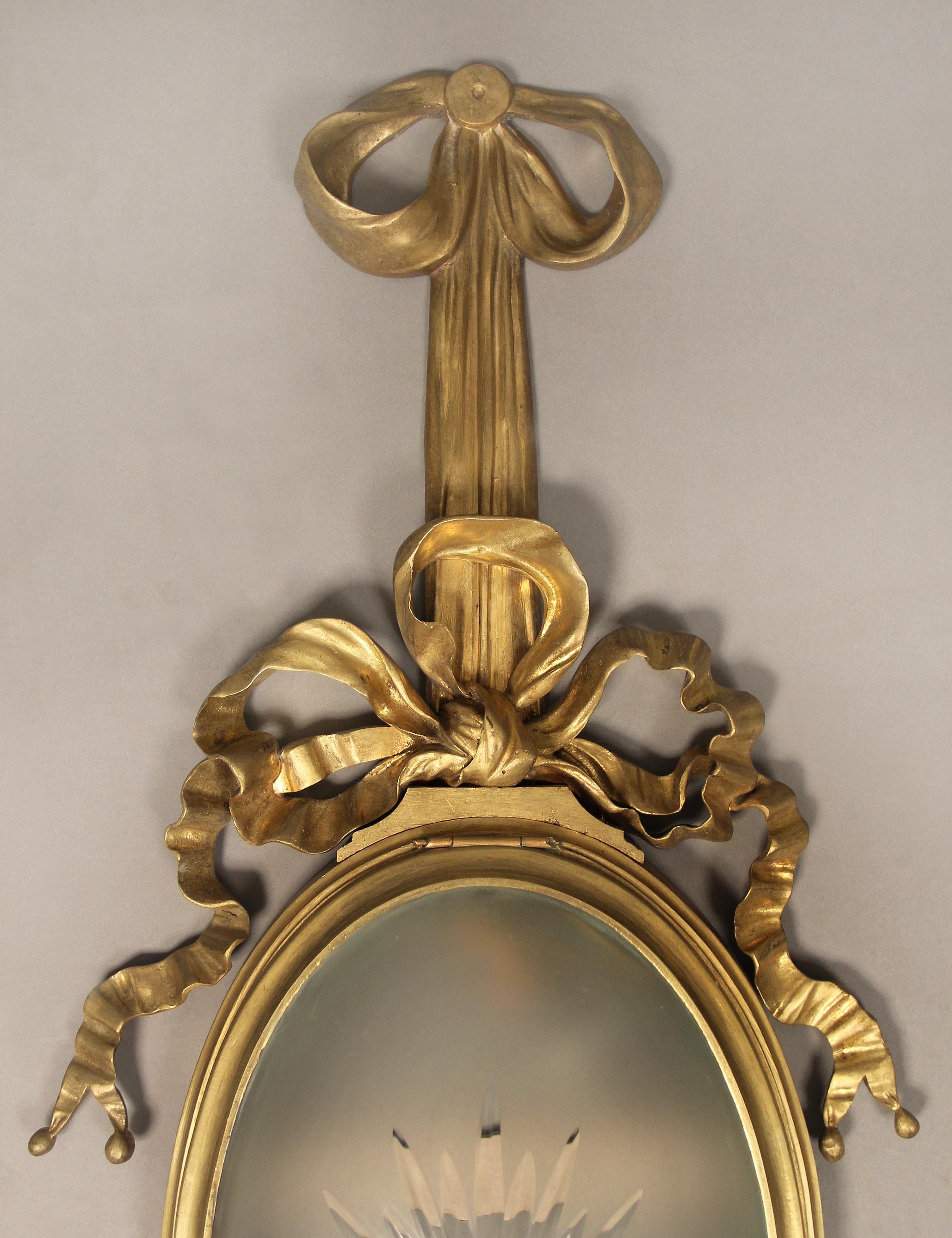 French Pair of Early 20th Century Gilt Bronze Four Light Sconces For Sale