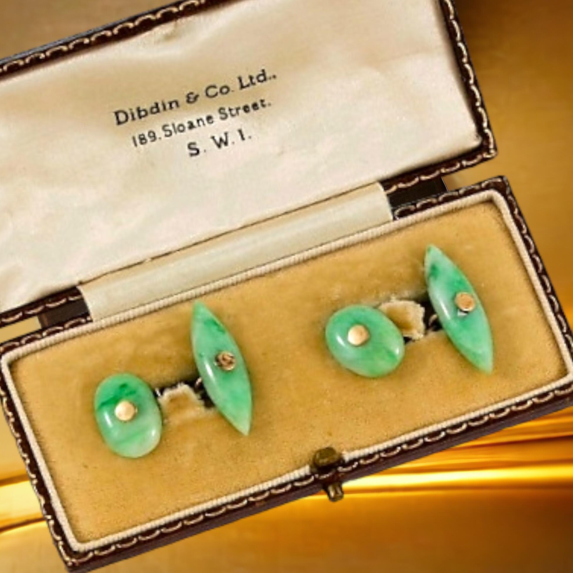 A pair of early 20th century Jadeite cufflinks, by Dibdin &Co Ltd London For Sale 5