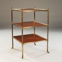 Pair of Early 20th Century Mahogany and Brass Three-Tier Étagère or Tables