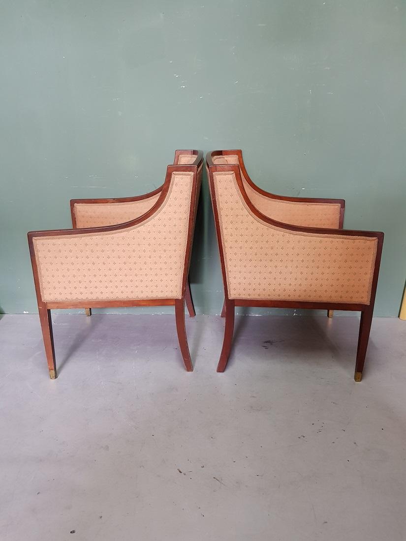 Pair of Early 20th Century Mahogany Bergere Chairs For Sale 1