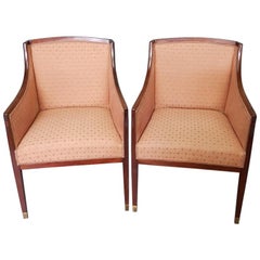 Antique Pair of Early 20th Century Mahogany Bergere Chairs