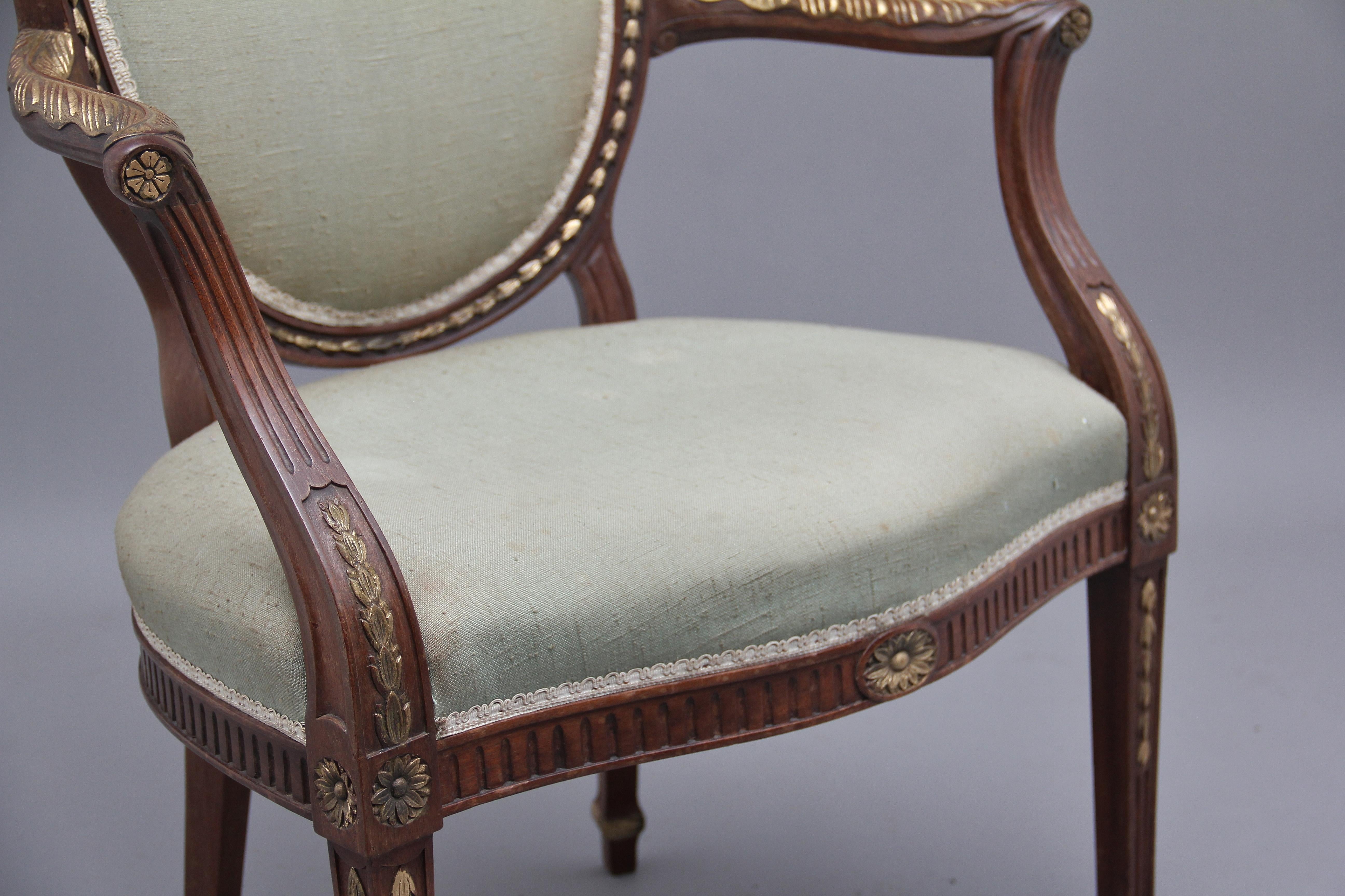 Pair of Early 20th Century Mahogany Open Armchairs 3