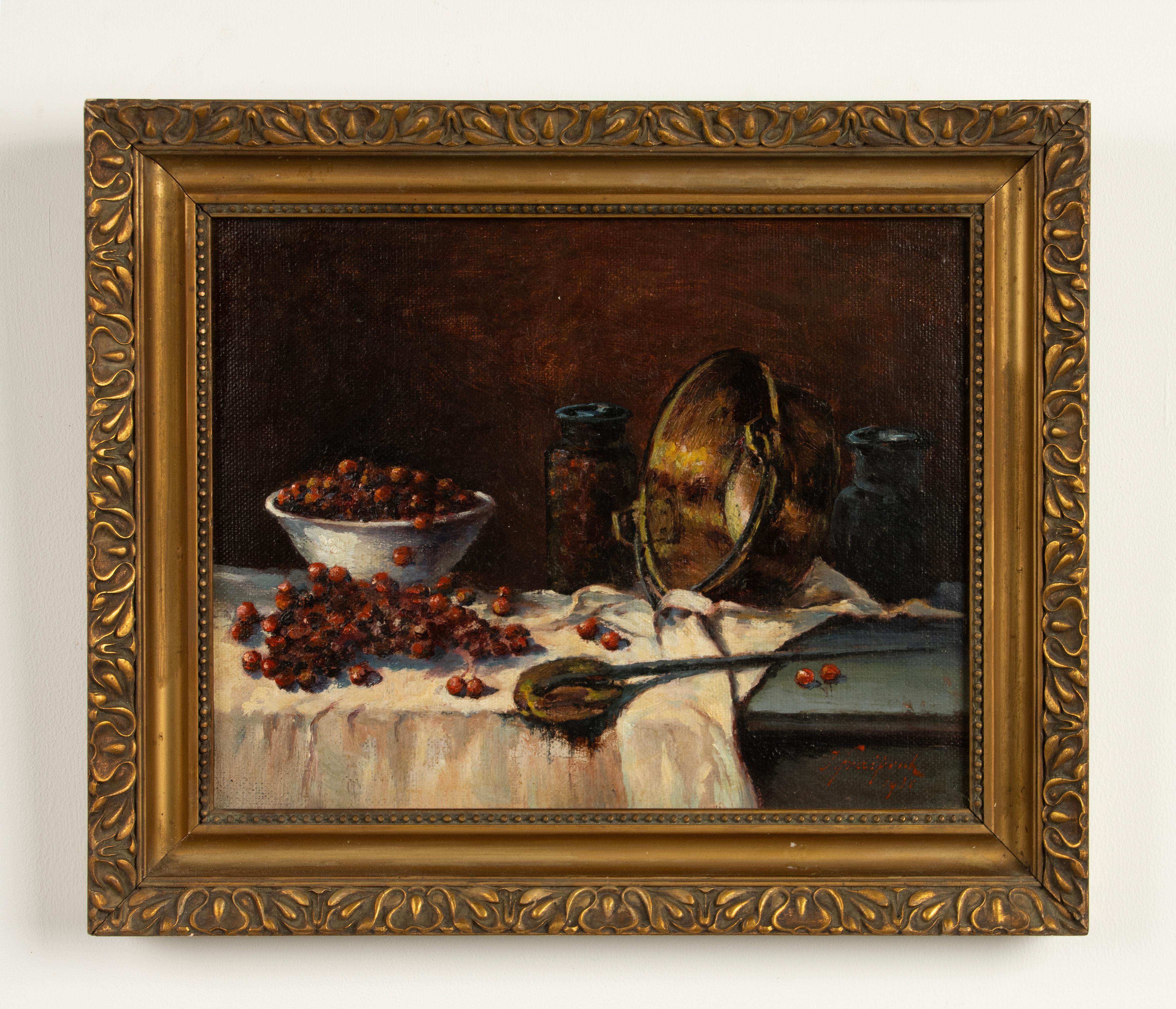 A Pair of Early 20th Century Oil Paintings - Fruit Still Life - Janine Fraipont For Sale 3