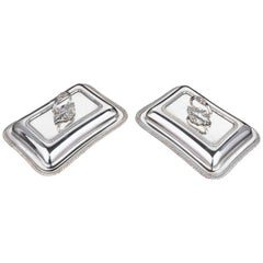 Pair of Early 20th Century Rectangular Silver Plated Entrée Dishes