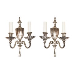 A Pair of Early 20th Century Silver Plated Sconces, Attributed to E.F. Caldwell