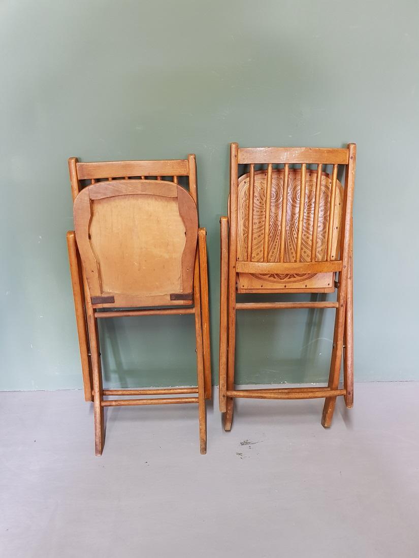 Pair of Early 20th Century Thonet Style Folding Chairs For Sale 1