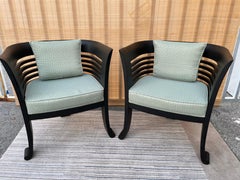 A pair of Early 21st Century Three Legs Chinoiserie inspired Lounge Chairs