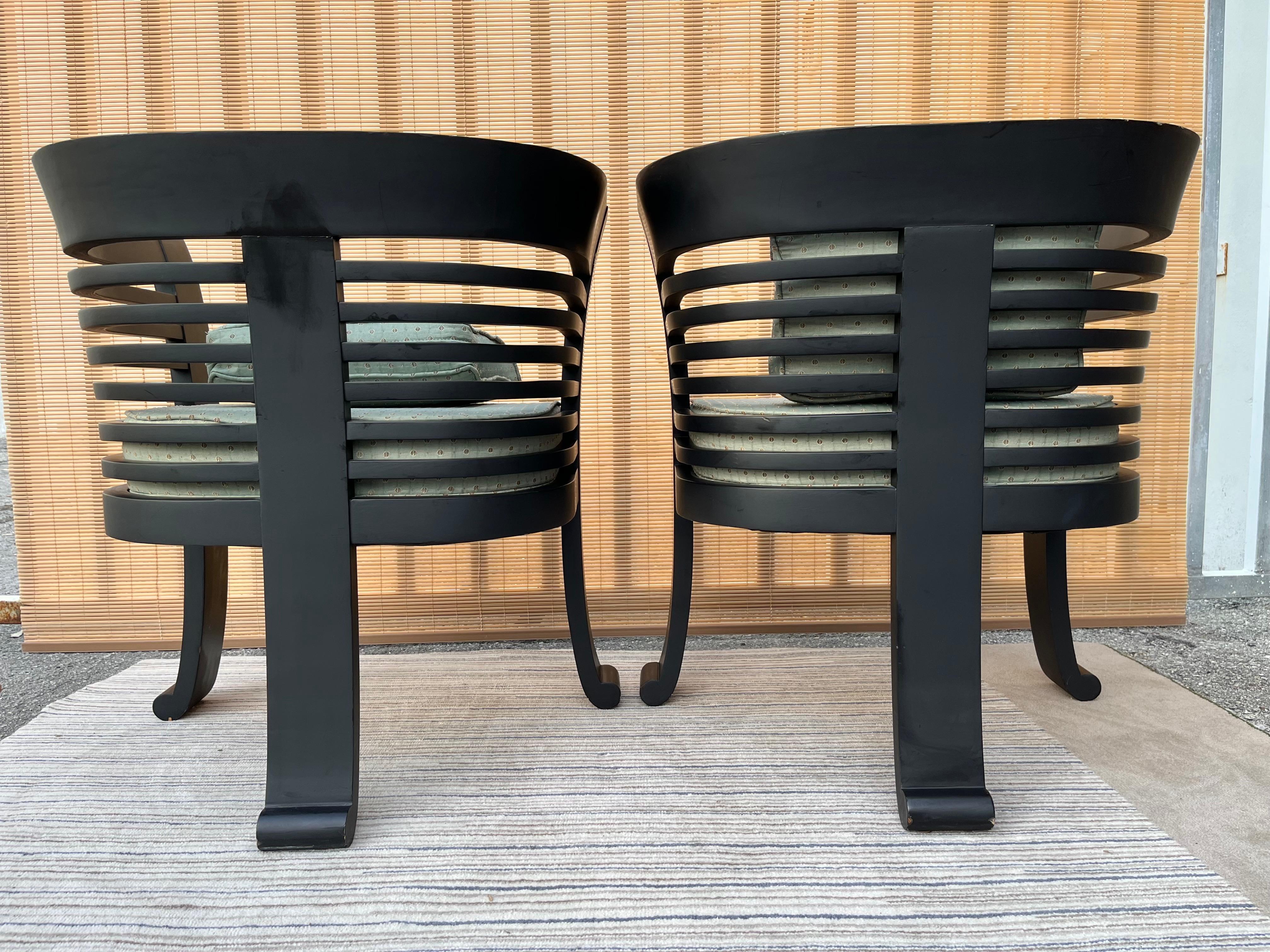 Contemporary A pair of Early 21st Century Three Legs Chinoiserie inspired Lounge Chairs  For Sale