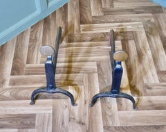 A Pair of Early Arts and Crafts Inglenook Fire Andirons