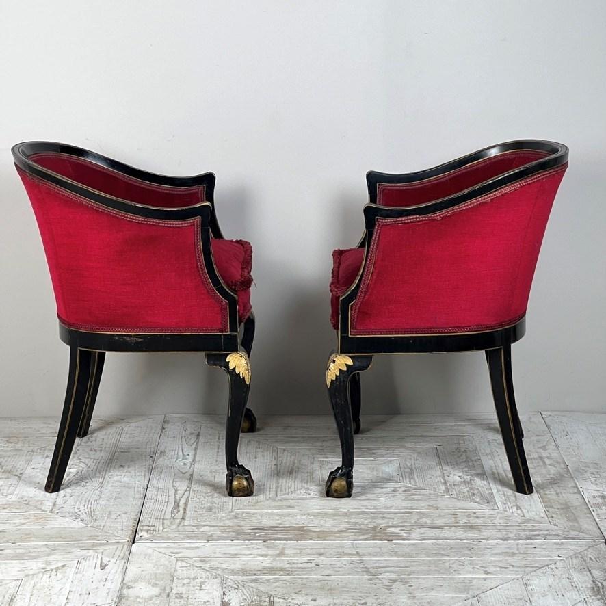 English A Pair Of Early C20th Japanned Tub Chairs