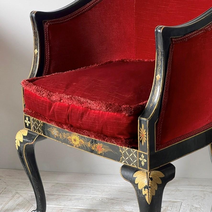 20th Century A Pair Of Early C20th Japanned Tub Chairs