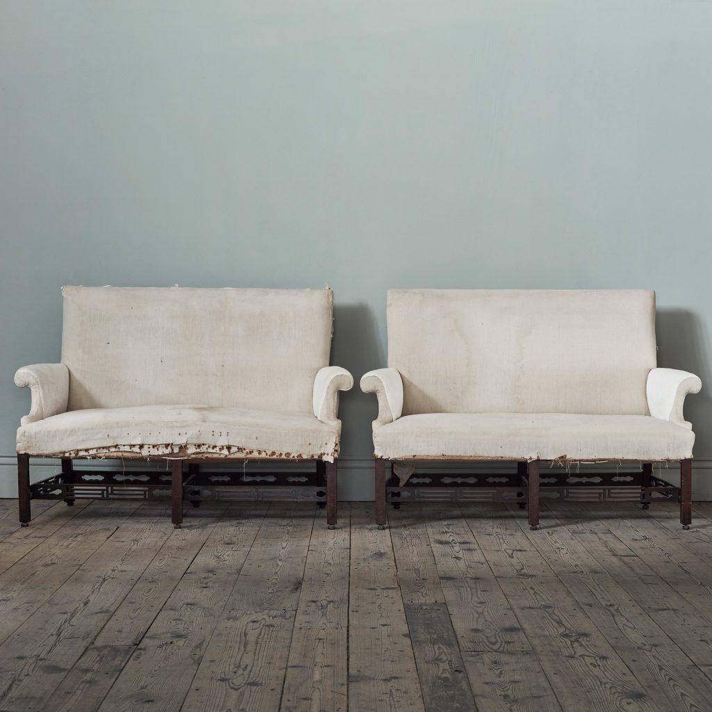 Carved A Pair of Early George III Mahogany Sofas, c. 1765 For Sale