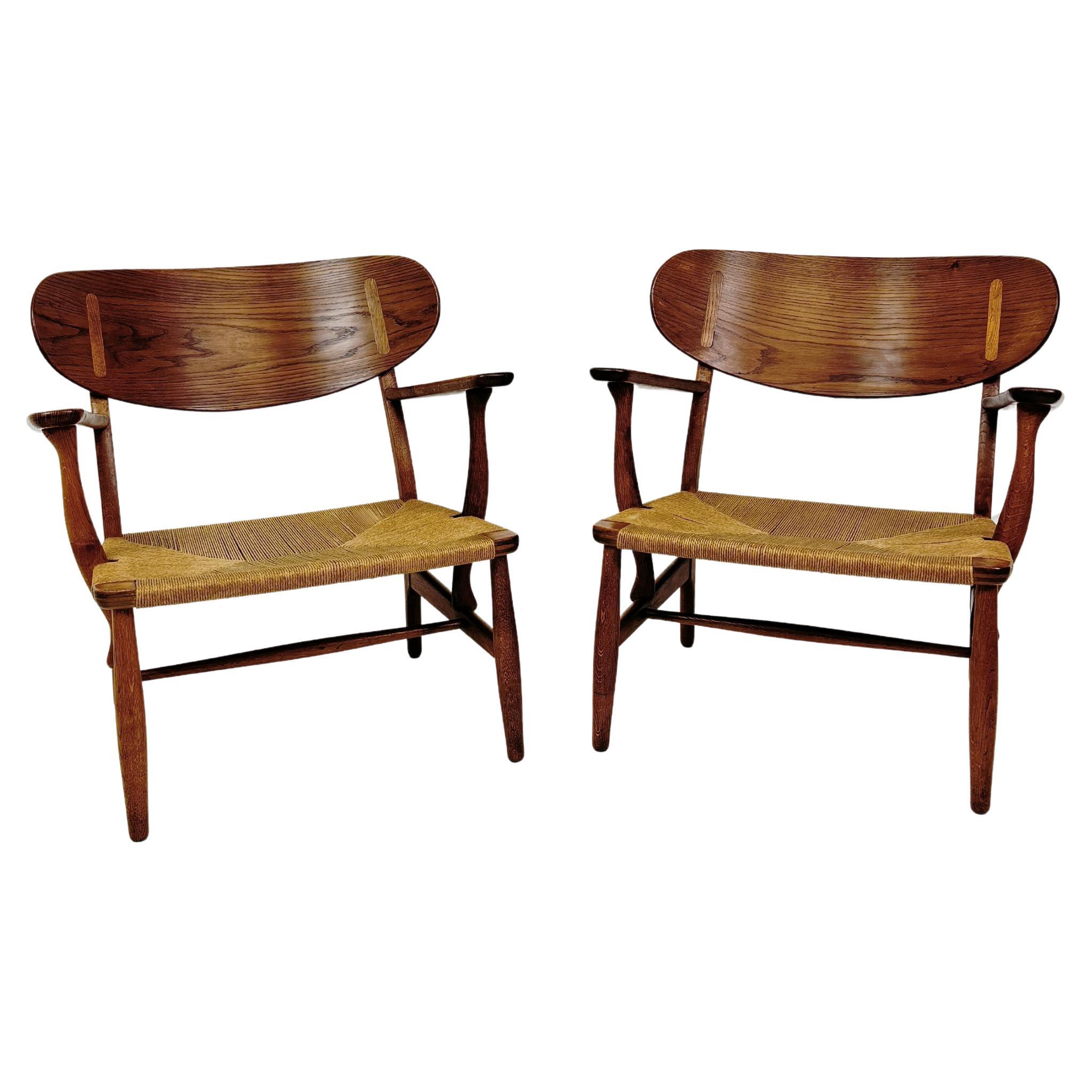 Paire d'anciennes tables CH22 en Oak de Hans J Wegner pour Carl Hansen & Søn, Danemark, années 1950 en vente