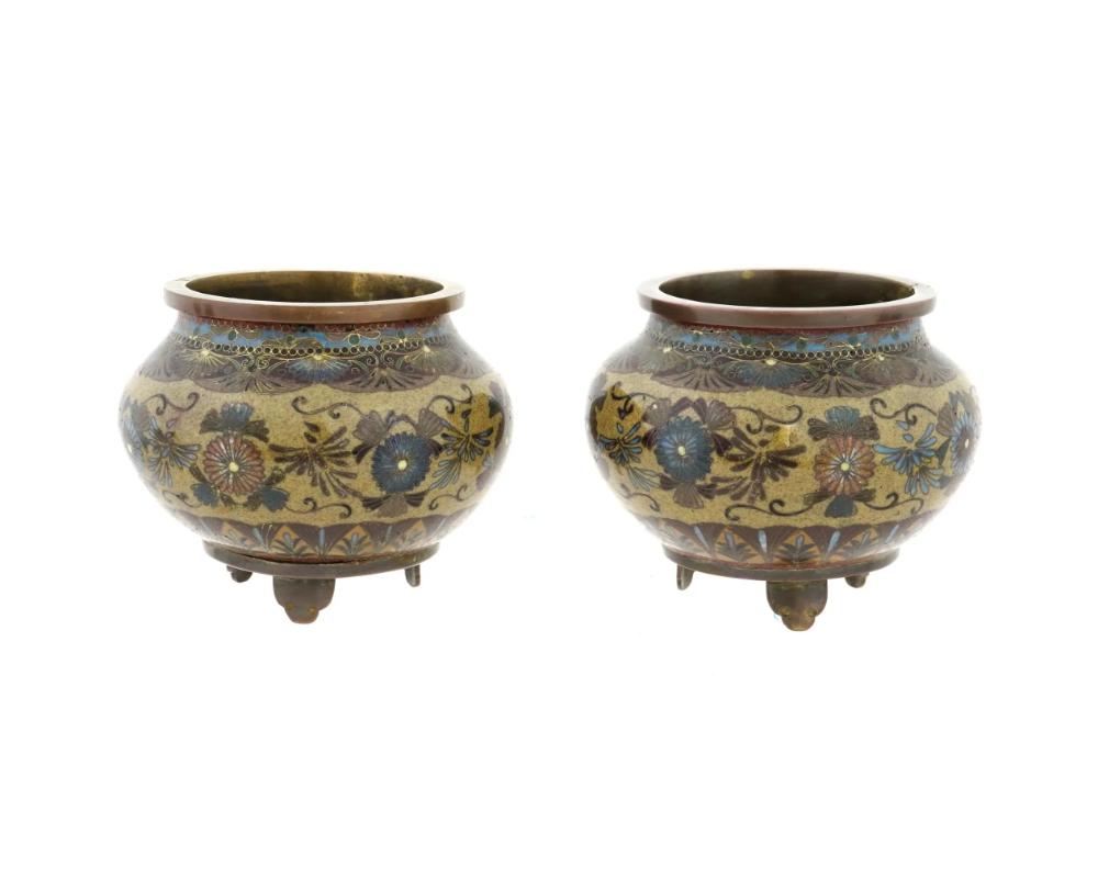 Meiji A Pair of Early Japanese Cloisonne Enamel Censors Attributed to Honda Yasaburo For Sale