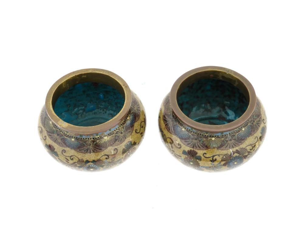 A Pair of Early Japanese Cloisonne Enamel Censors Attributed to Honda Yasaburo In Good Condition For Sale In New York, NY