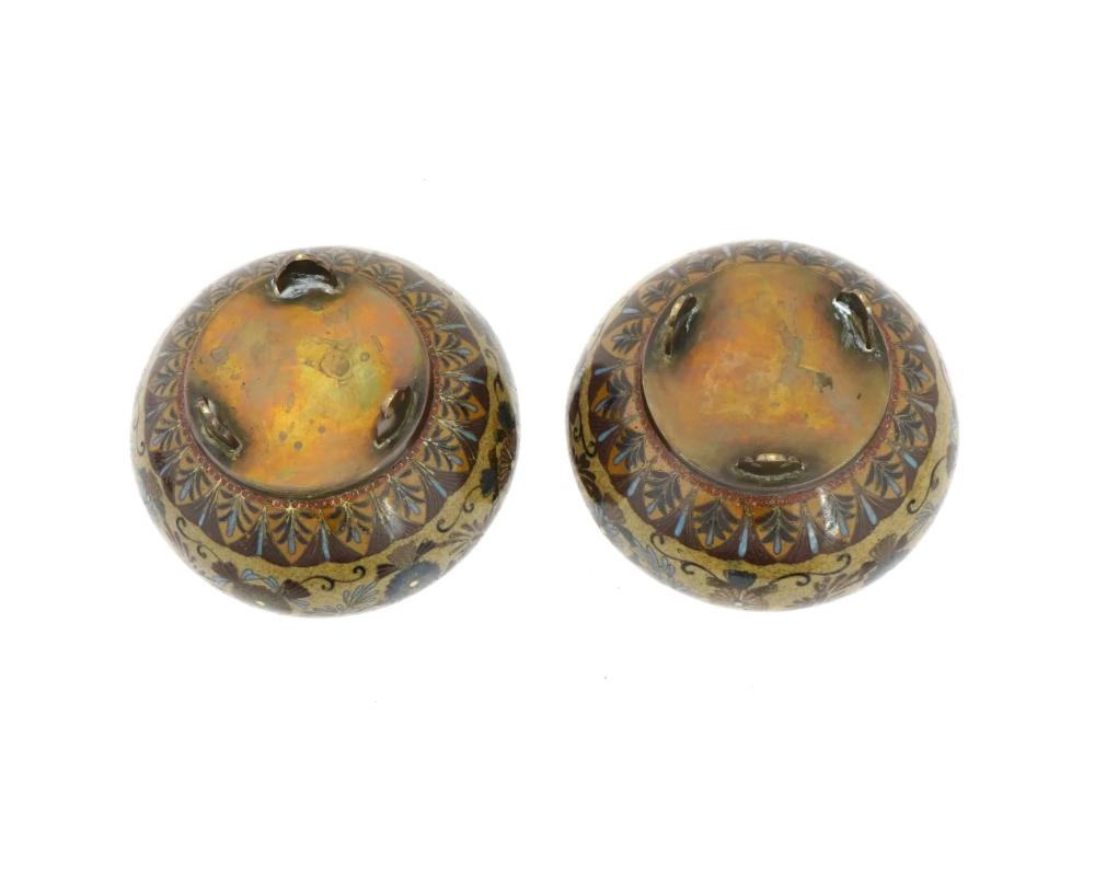 A Pair of Early Japanese Cloisonne Enamel Censors Attributed to Honda Yasaburo For Sale 1