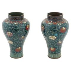 Antique A Pair of Early Japanese Cloisonne Enamel Vase, School of Namikawa