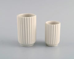 Pair of Early Lyngby Porcelain Vases with Fluted Bodies, Dated 1936-1940
