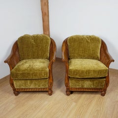 A Pair of Early - Mid Century Bergére Lounge Chairs
