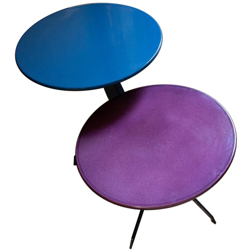 Pair of Early Prototype Made a Mano Lava Stone Side Tables