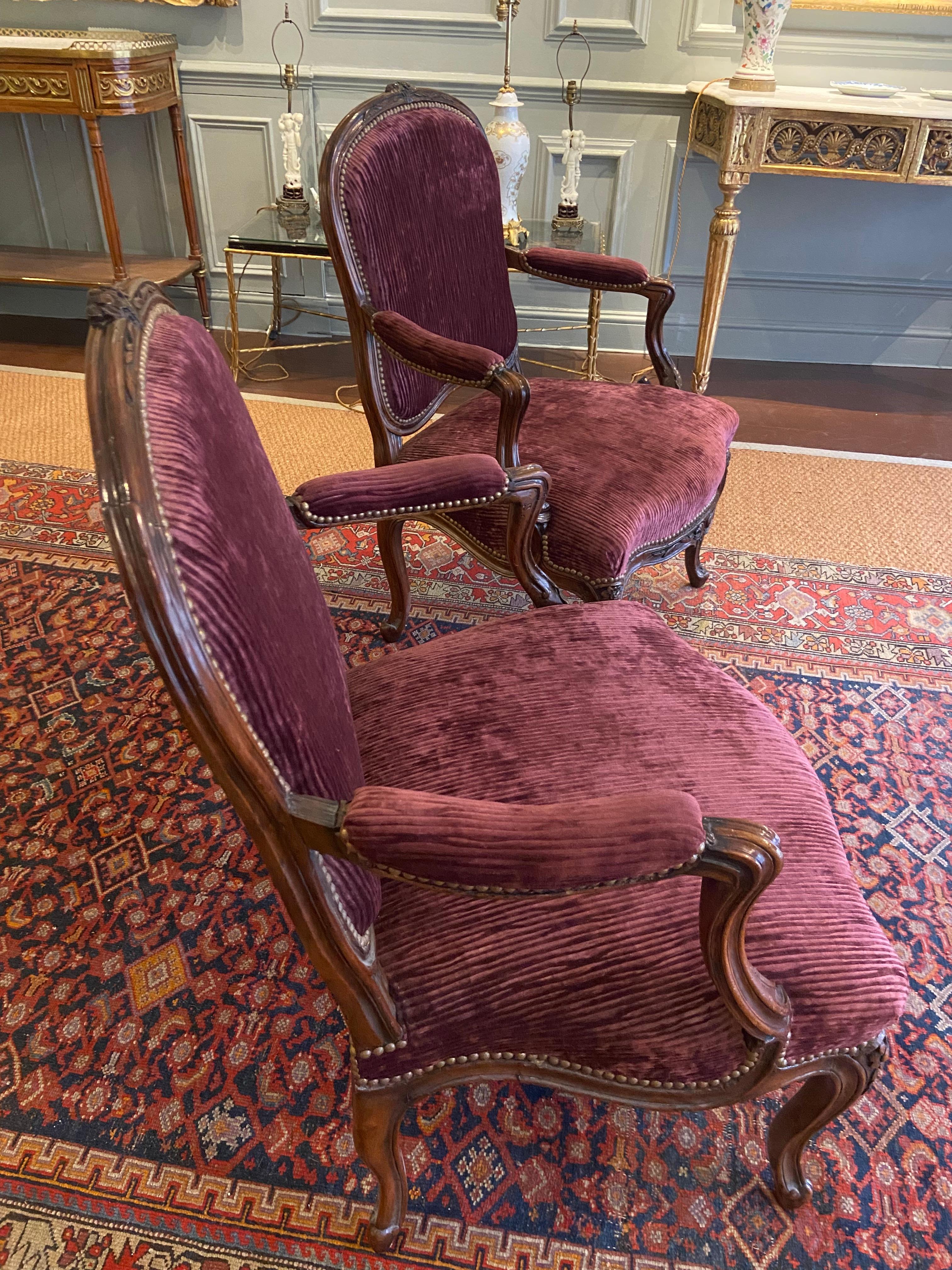 A Pair of Early Provincial Louis XV Walnut Fauteuils 'Mid 18th Century' For Sale 3