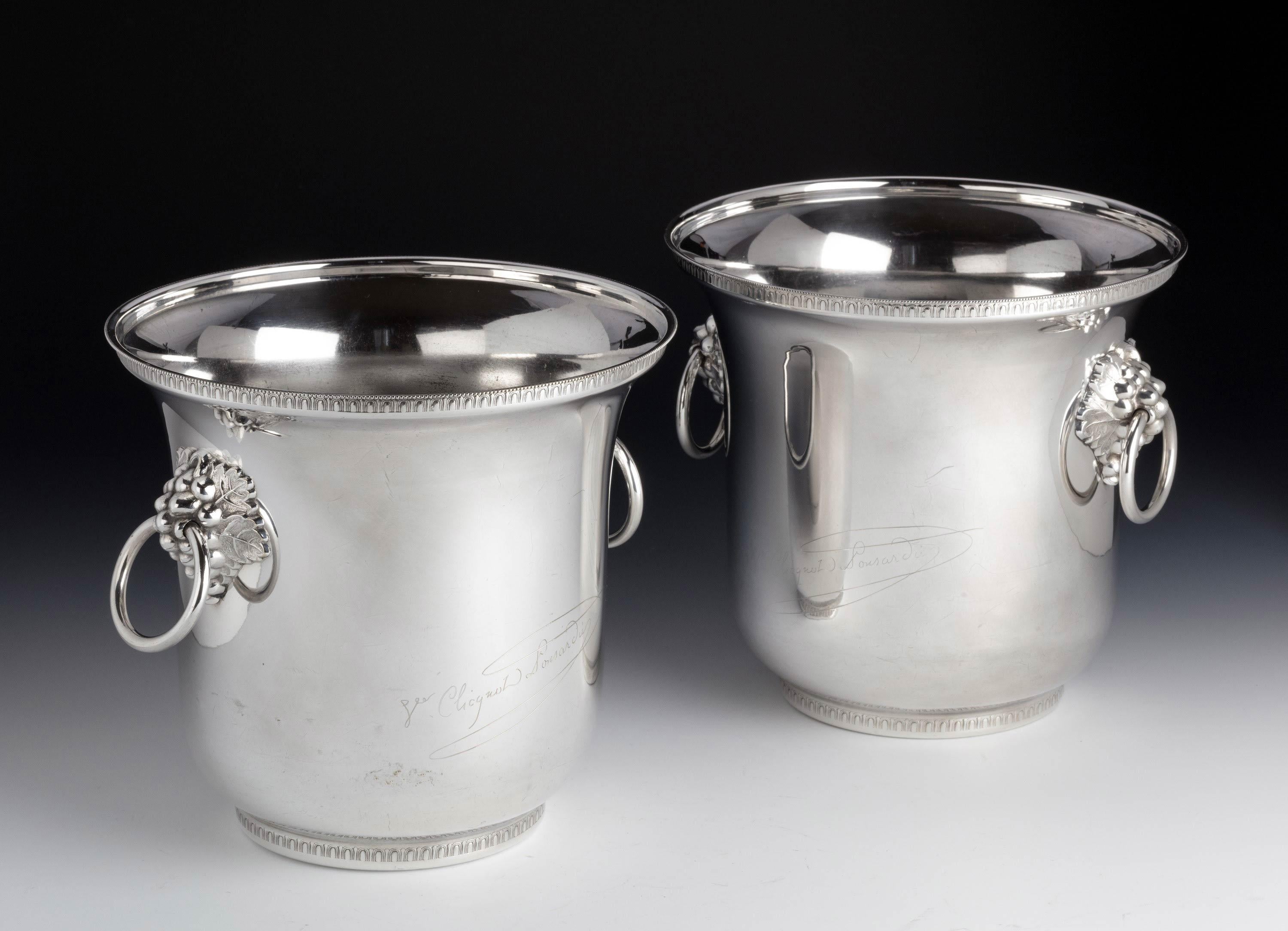 English Pair of Early Twentieth Century, French Silver Plated Champagne Coolers