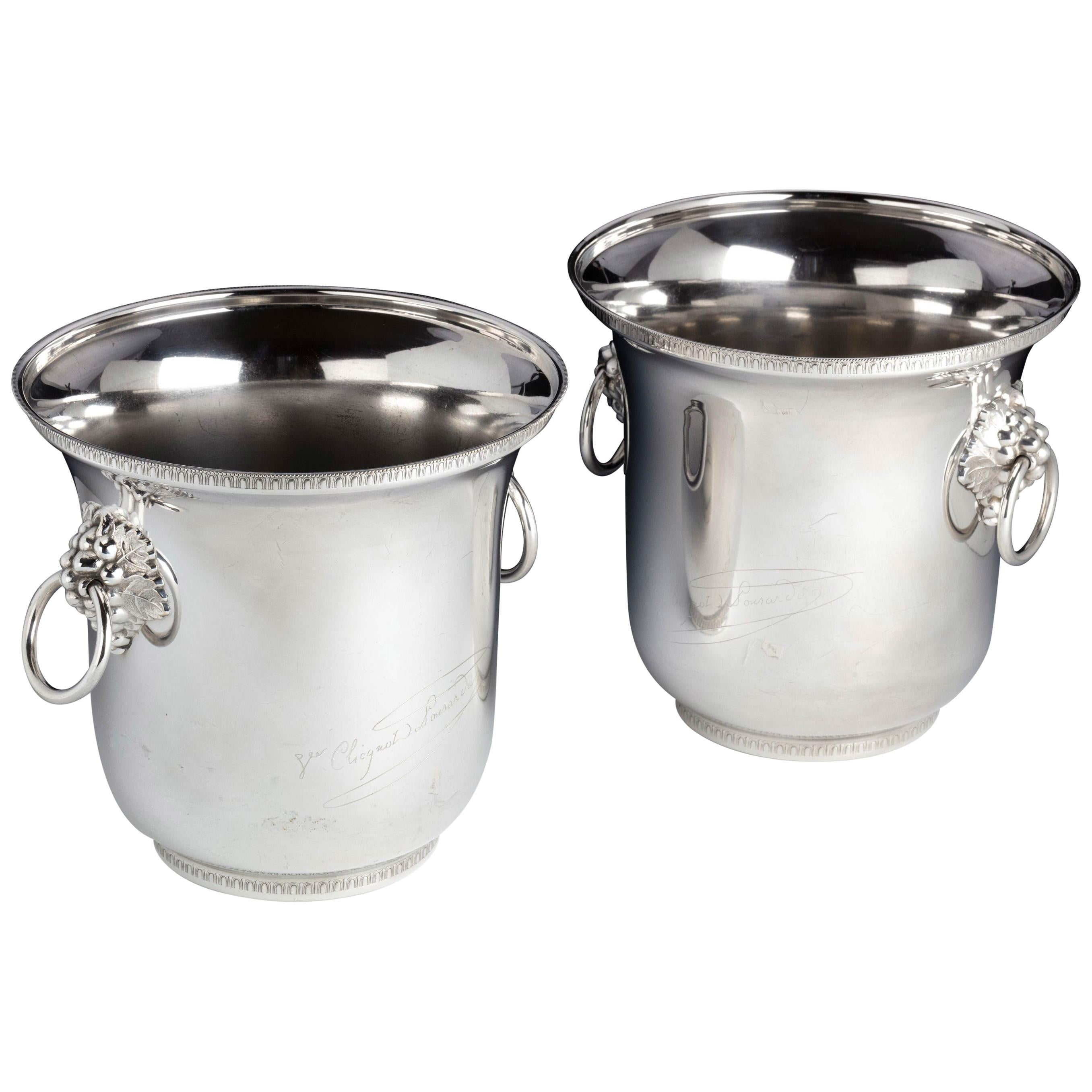 Pair of Early Twentieth Century, French Silver Plated Champagne Coolers