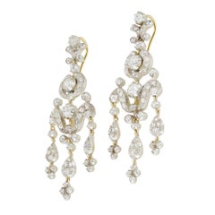 A pair of Early Victorian diamond chandelier earrings