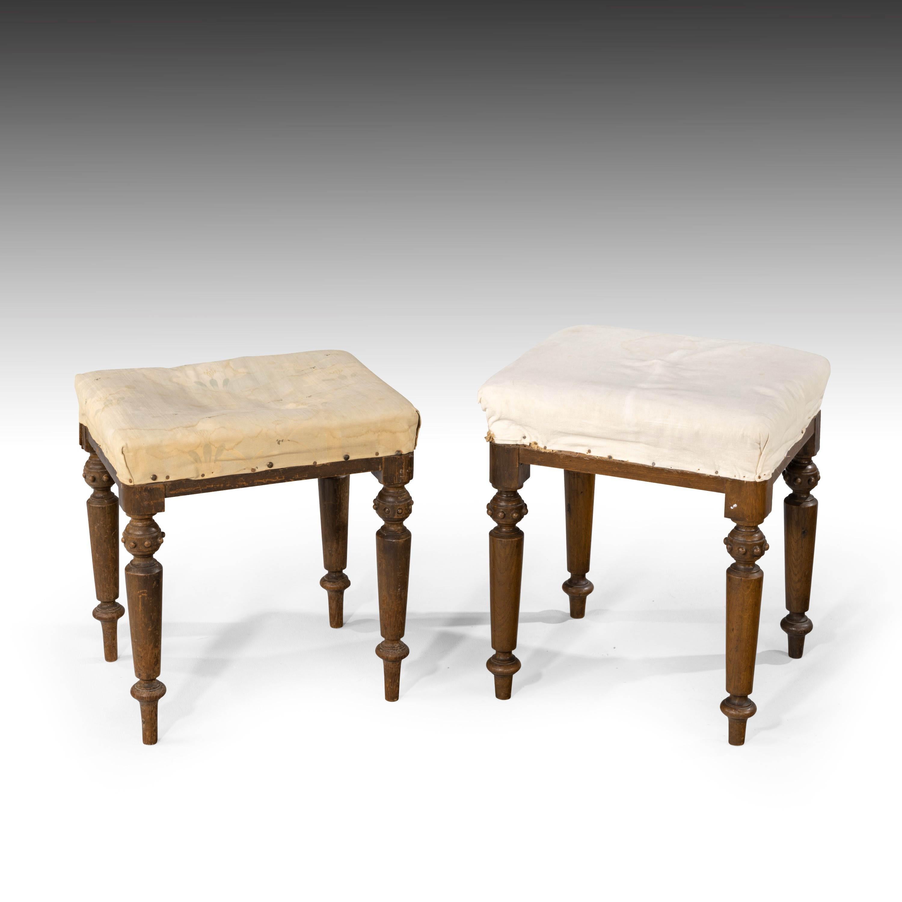 English A Matched Pair of Early Victorian Mahogany Framed Stools